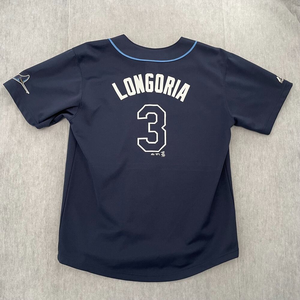 Tampa Bay Rays Jersey Youth 18/20 Blue Evan Longoria #3 MLB Baseball Boys Kids